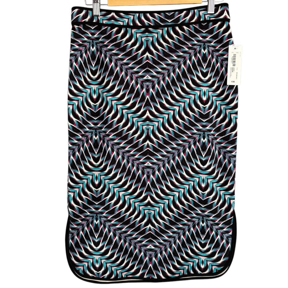Bisou Bisou Womens Chevron Geometric Print Pencil Skirt Size Medium Stretch Chic